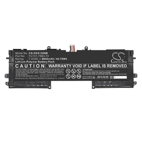 7.4v, Li-polymer, 6040mah, Battery Fits Dell, Schenker S306, Tu131, 44.70wh Notebook, Laptop Cameron Sino Technology Limited   