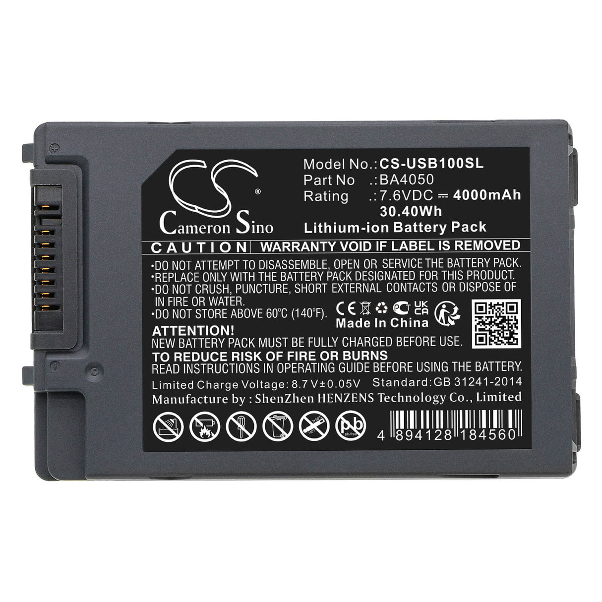 7.6V, Li-ion, 4000mAh, Equipment battery fits Unistrong, Ba4050, LZ-WB10HC, Uc-b12, 30.4Wh Equipment, Survey, Test Cameron Sino Technology Limited