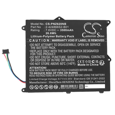 7.6V, Li-Polymer, 3500mAh, Notebook, Laptop battery fits Panasonic, Cf-xz6, Cf-xz62, 26.6Wh Notebook, Laptop Cameron Sino Technology Limited