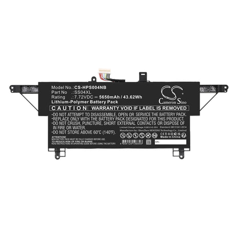 7.72v, Li-polymer, 5650mah, Battery Fits Hp, M64309-271, Ss04xl, 43.62wh Notebook, Laptop Cameron Sino Technology Limited   