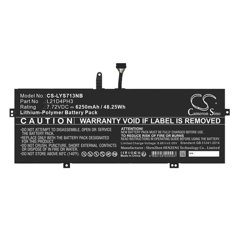 7.72V, Li-Polymer, 6250mAh, Notebook Battery fits Lenovo, Yoga Slim 7 Carbon 13iap7 82u9, Yoga Slim 7 Carbon 13iap7 82u9, 48.25Wh Notebook, Laptop Cameron Sino Technology Limited