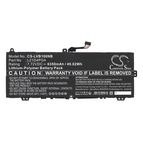 7.72V, Li-Polymer, 6350mAh, Battery fits Lenovo, Thinkbook 16 G6 Irl-21kh006hua, 49.02Wh Notebook, Laptop Cameron Sino Technology Limited