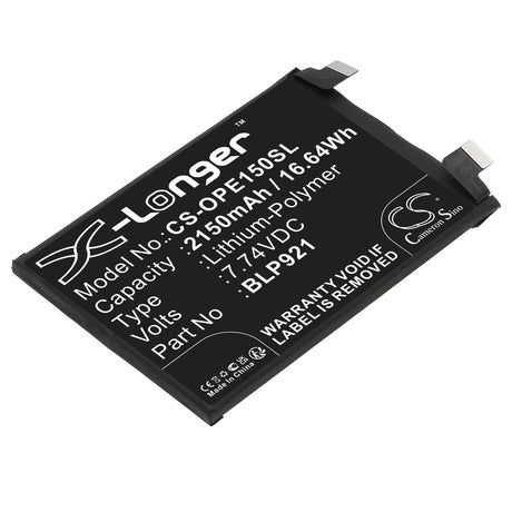 7.74V, Li-Polymer, 2150mAh, SmartPhone battery fits Oneplus, Blp921, Ace 150w, 16.64Wh Mobile, SmartPhone Cameron Sino Technology Limited (Smartphone)