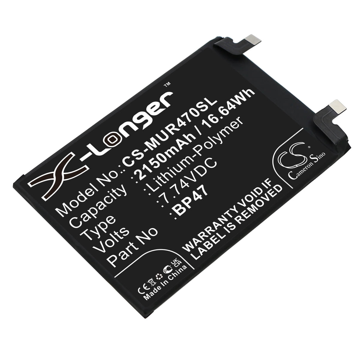 7.74V, Li-Polymer, 2150mAh, SmartPhone battery fits Redmi, Xiaomi, Bp47, 21091116uc, 21091116ug, 16.64Wh Mobile, SmartPhone Cameron Sino Technology Limited (Smartphone)