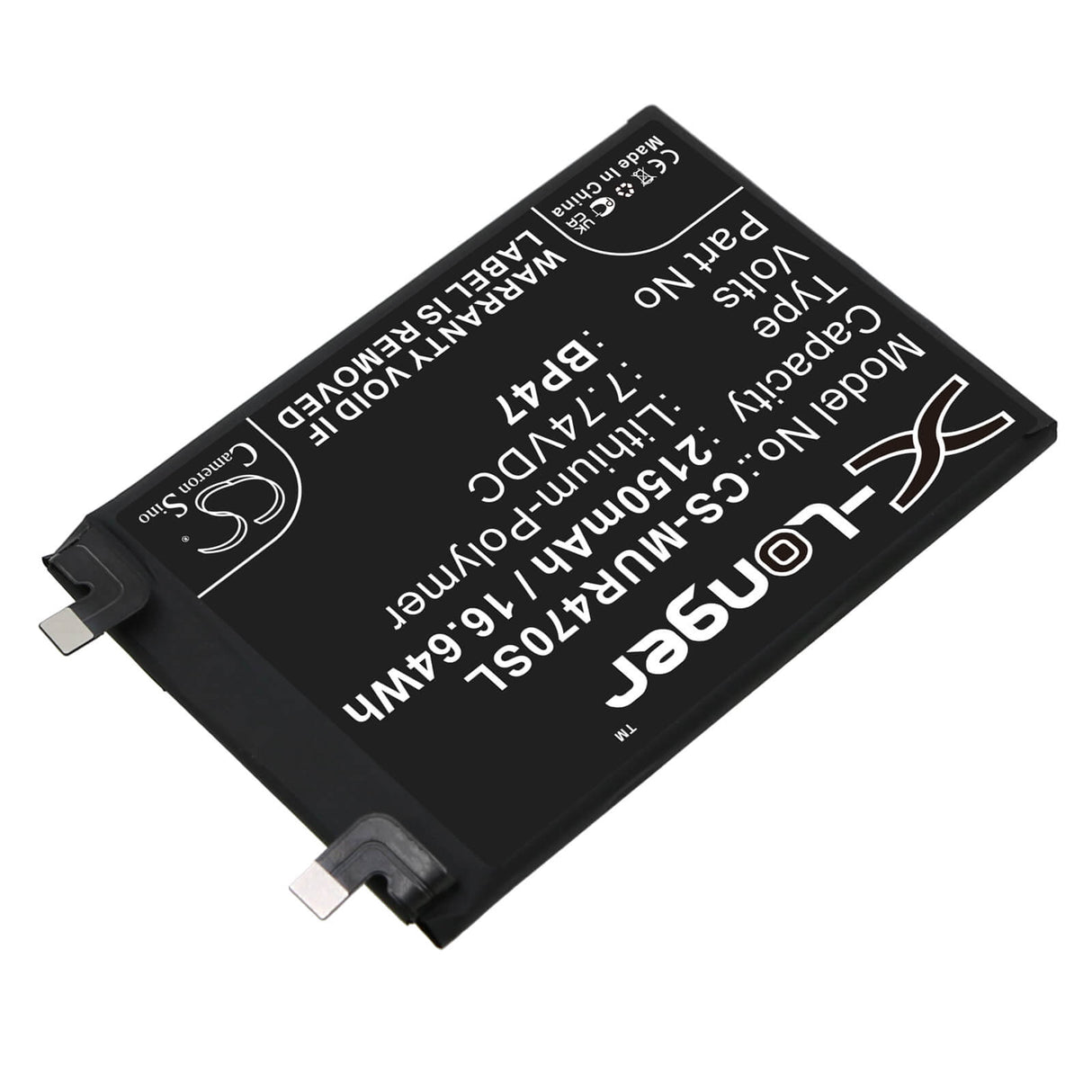 7.74V, Li-Polymer, 2150mAh, SmartPhone battery fits Redmi, Xiaomi, Bp47, 21091116uc, 21091116ug, 16.64Wh Mobile, SmartPhone Cameron Sino Technology Limited (Smartphone)