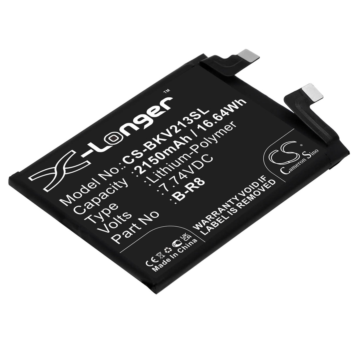7.74V, Li-Polymer, 2150mAh, SmartPhone battery fits Vivo, B-r8, Iqoo 8, Iqoo 8 5g, 16.64Wh Mobile, SmartPhone Cameron Sino Technology Limited (Smartphone)