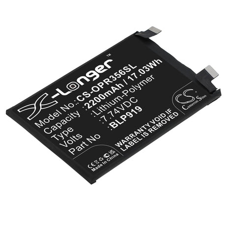 7.74V, Li-Polymer, 2200mAh, SmartPhone battery fits Oppo, Blp919, Realme Gt Neo3 5g, Realme Gt Neo3 5g 2022 80w, 17.03Wh Mobile, SmartPhone Cameron Sino Technology Limited (Smartphone)