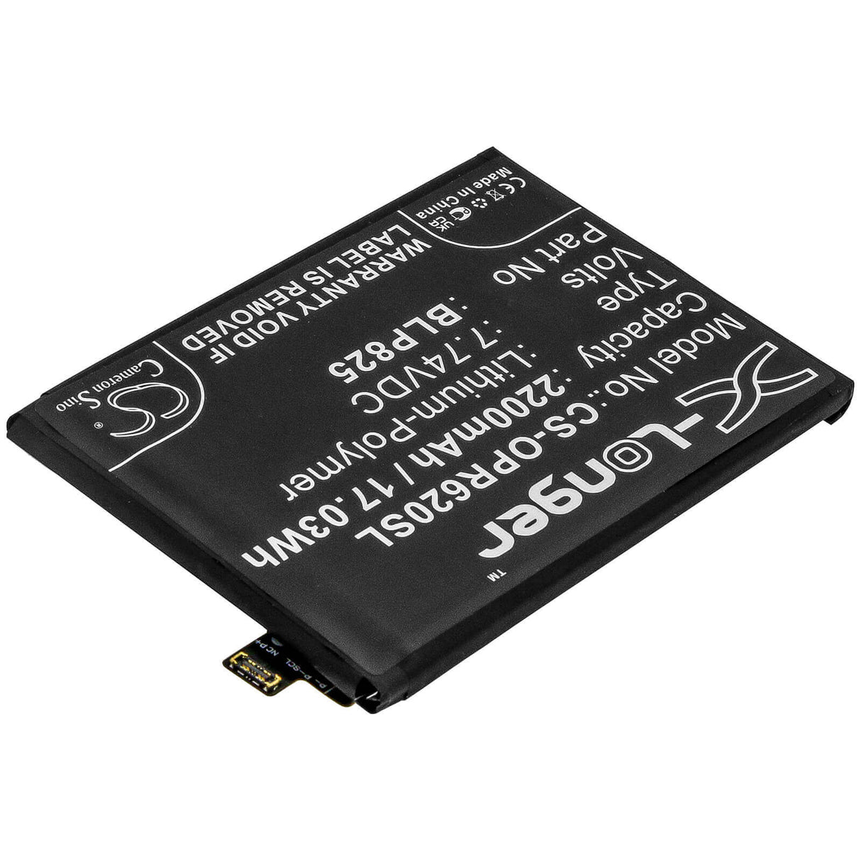7.74V, Li-Polymer, 2200mAh, SmartPhone battery fits Oppo, Blp825, Reno5 Pro+, Reno6 Pro, 17.03Wh Mobile, SmartPhone Cameron Sino Technology Limited (Smartphone)
