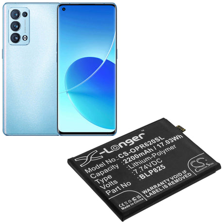 7.74V, Li-Polymer, 2200mAh, SmartPhone battery fits Oppo, Blp825, Reno5 Pro+, Reno6 Pro, 17.03Wh Mobile, SmartPhone Cameron Sino Technology Limited (Smartphone)