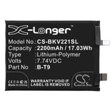 7.74V, Li-Polymer, 2200mAh, SmartPhone battery fits Vivo, B-t9, I2201, Iqoo 10 5g, 17.03Wh Mobile, SmartPhone Cameron Sino Technology Limited (Smartphone)