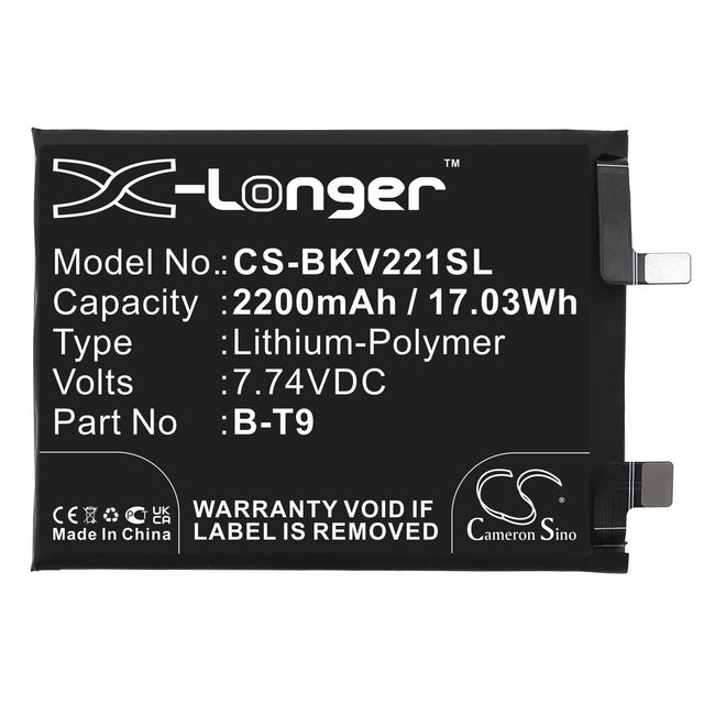 7.74V, Li-Polymer, 2200mAh, SmartPhone battery fits Vivo, B-t9, I2201, Iqoo 10 5g, 17.03Wh Mobile, SmartPhone Cameron Sino Technology Limited (Smartphone)