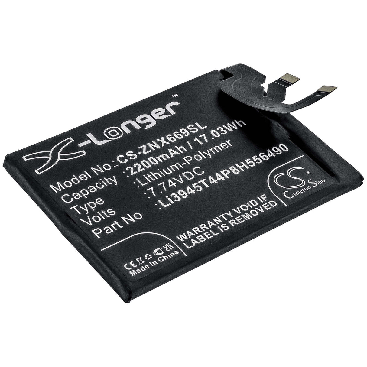 7.74V, Li-Polymer, 2200mAh, SmartPhone battery fits Zte, Li3945t44p8h556490, Nubia Red Magic 6 Pro, Nx669j-p, 17.03Wh Mobile, SmartPhone Cameron Sino Technology Limited (Smartphone)