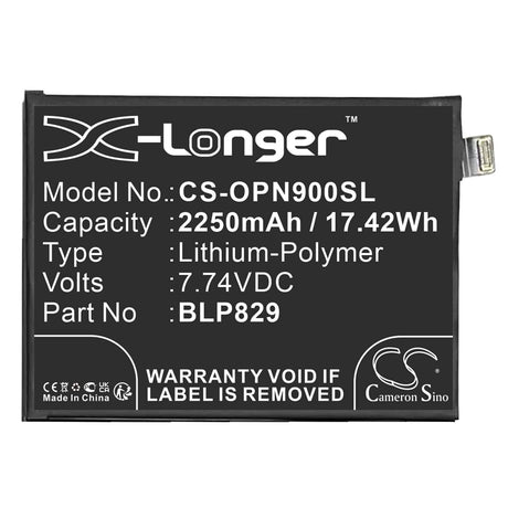 7.74V, Li-Polymer, 2250mAh, SmartPhone battery fits Oneplus, Blp829, Oneplus 9, 17.42Wh Mobile, SmartPhone Cameron Sino Technology Limited (Smartphone)