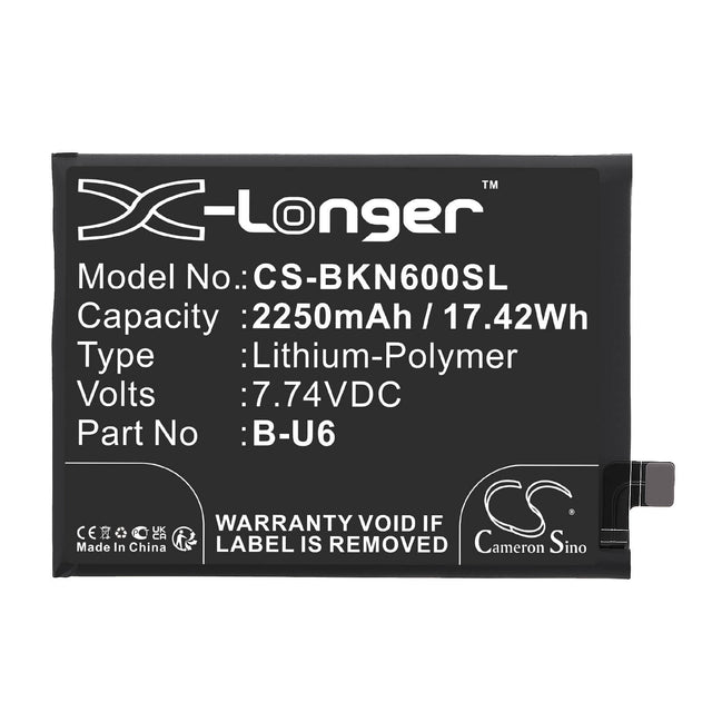 7.74V, Li-Polymer, 2250mAh, SmartPhone battery fits Vivo, B-u6, Iqoo Neo6 Se 5g, V2199a, 17.42Wh Mobile, SmartPhone Cameron Sino Technology Limited (Smartphone)