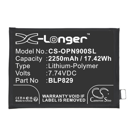 7.74V, Li-Polymer, 2250mAh, SmartPhone battery fits Oneplus, Blp829, Oneplus 9, 17.42Wh Mobile, SmartPhone Cameron Sino Technology Limited (Smartphone)