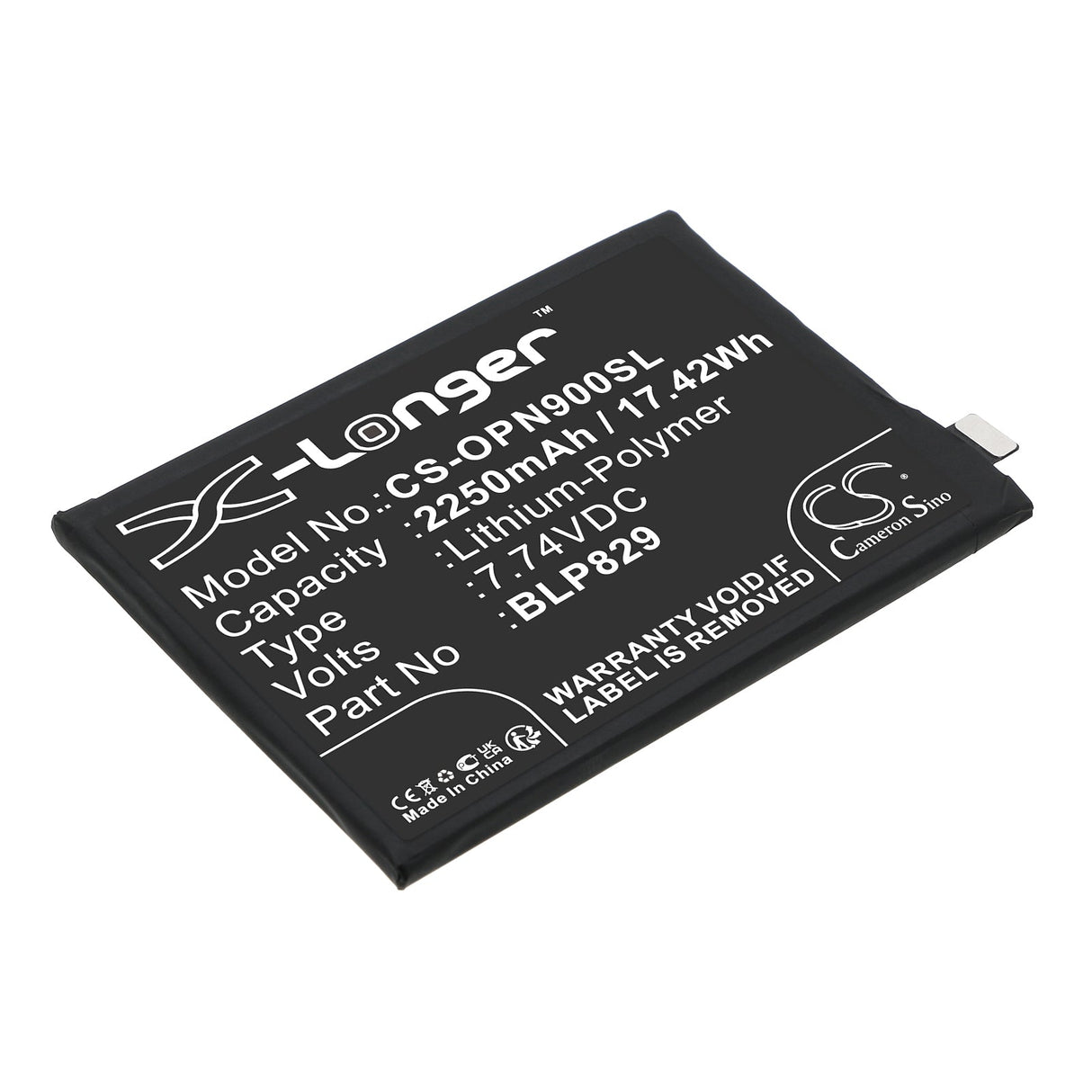 7.74V, Li-Polymer, 2250mAh, SmartPhone battery fits Oneplus, Blp829, Oneplus 9, 17.42Wh Mobile, SmartPhone Cameron Sino Technology Limited (Smartphone)