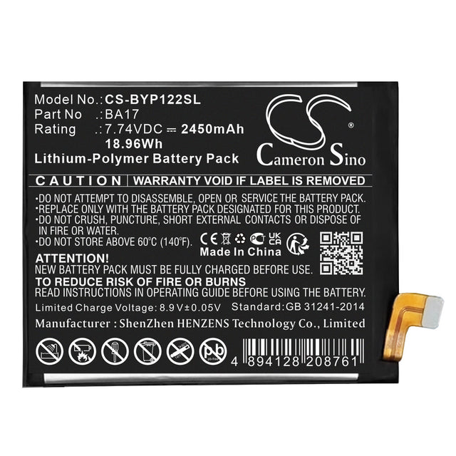 7.74V, Li-Polymer, 2450mAh, Batterie de smartphone compatible avec Vivo, Ba17, Iqoo 12 Pro, 18.96Wh Mobile, SmartPhone Cameron Sino Technology Limited (Smartphone)