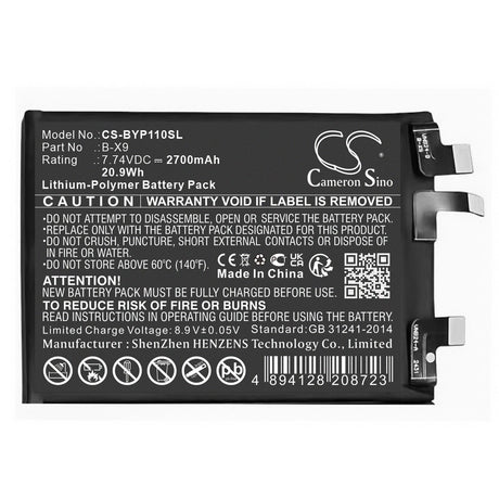 7,74V, Li-Polymer, 2700mAh, batterie pour smartphone compatible avec Vivo, B-x9, Iqoo 11 Pro, 20,9Wh Mobile, SmartPhone Cameron Sino Technology Limited (Smartphone)