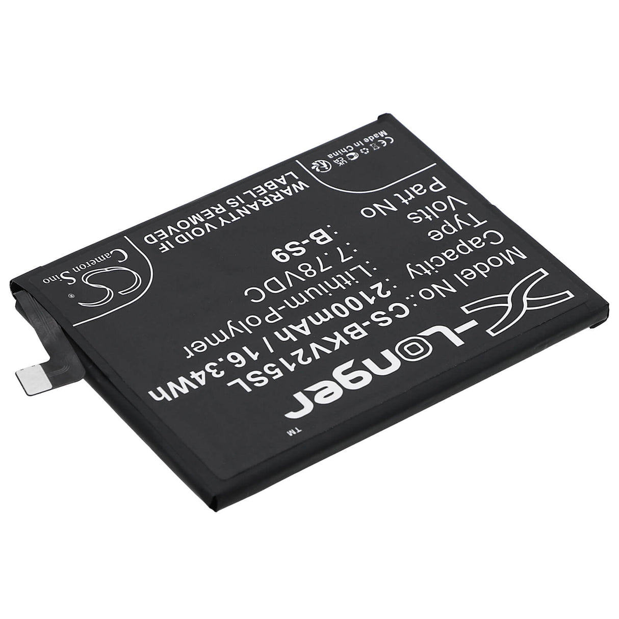 7.78V, Li-Polymer, 2100mAh, SmartPhone battery fits Vivo, B-s9, I2109, Iqoo 9 Se 5g, 16.34Wh Mobile, SmartPhone Cameron Sino Technology Limited (Smartphone)