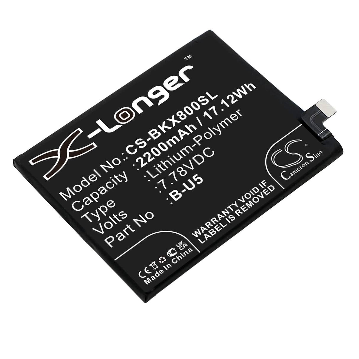 7.78V, Li-Polymer, 2200mAh, SmartPhone battery fits Vivo, B-u5, V2144, V2183a, 17.12Wh Mobile, SmartPhone Cameron Sino Technology Limited (Smartphone)
