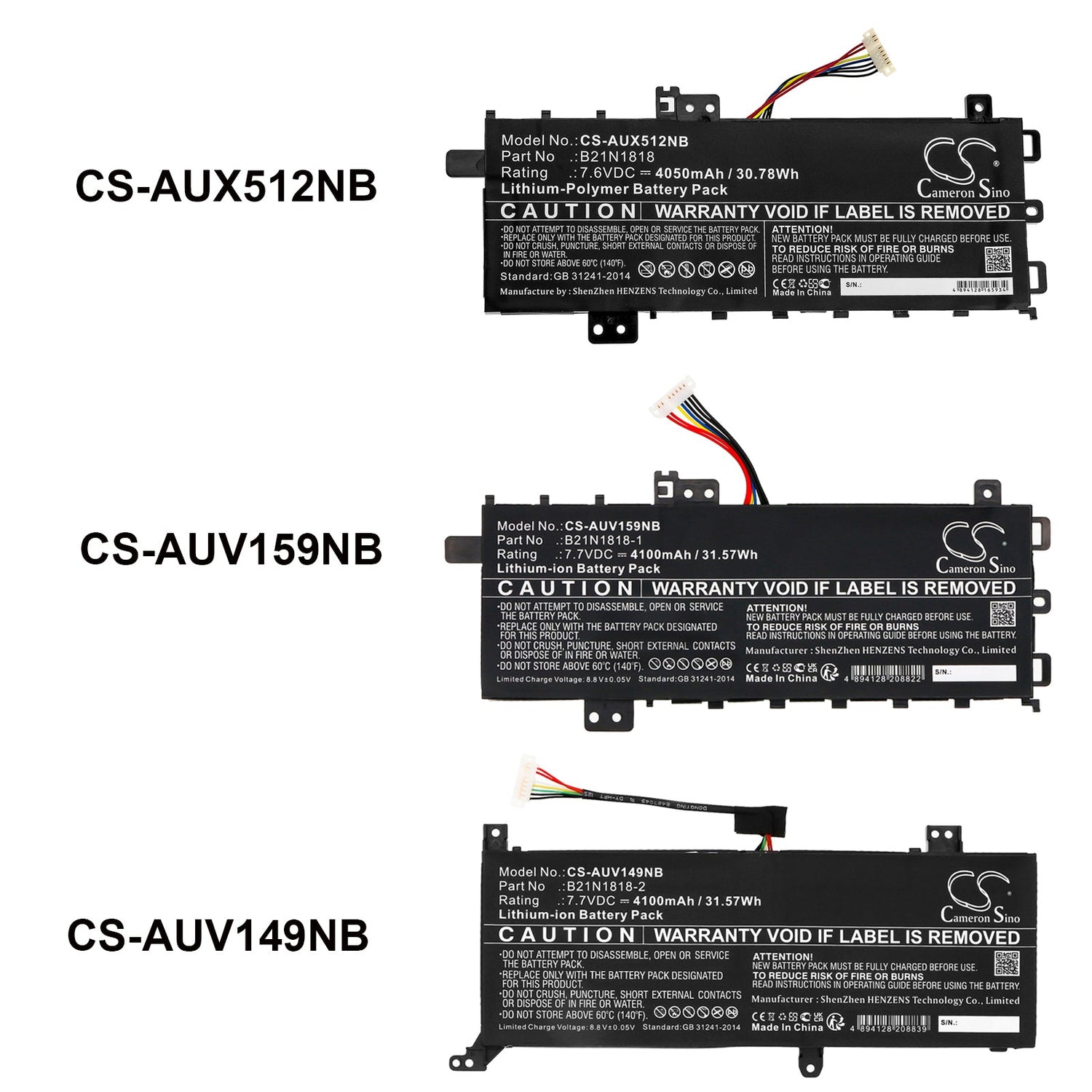 7.7V, Li-ion, 4100mAh, Notebook, Laptop battery fits Asus, Expertbook P1 P1510cja, Type 2 connector, 31.57Wh Notebook, Laptop Cameron Sino Technology Limited