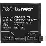 7.7V, Li-Polymer, 1600mAh, SmartPhone battery fits Oppo, Blp675, Cph1871, Cph1875, 12.32Wh Mobile, SmartPhone Cameron Sino Technology Limited (Smartphone)
