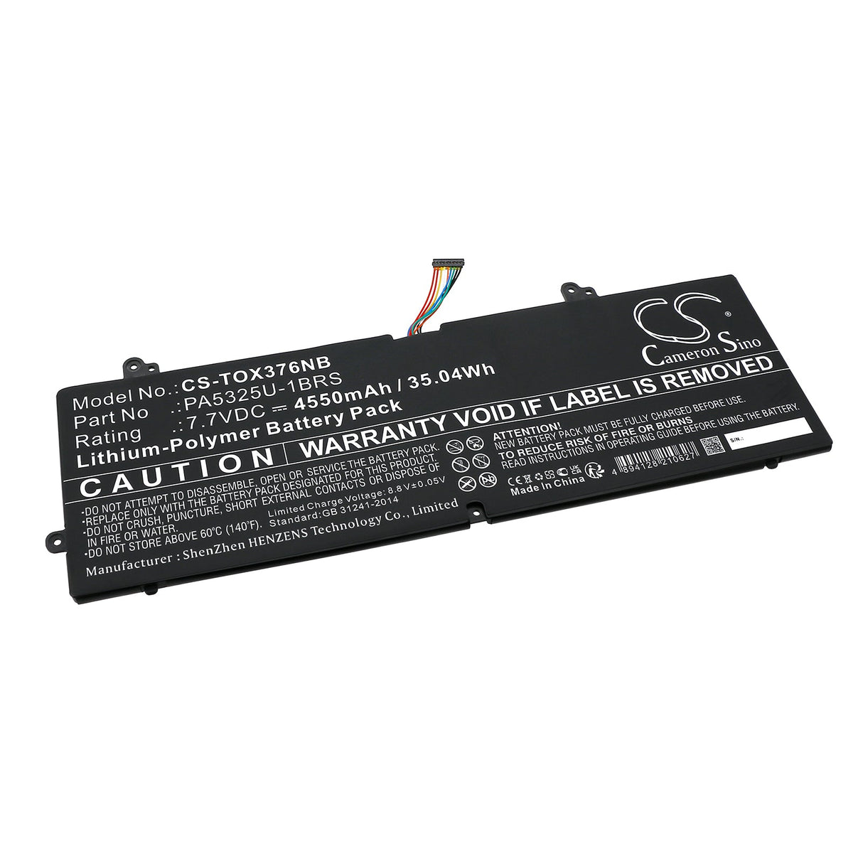 7.7V, Li-Polymer, 4550mAh, Notebook, Laptop battery fits Toshiba, Port G X30t-e-113, Portege X30, 35.04Wh Notebook, Laptop Cameron Sino Technology Limited