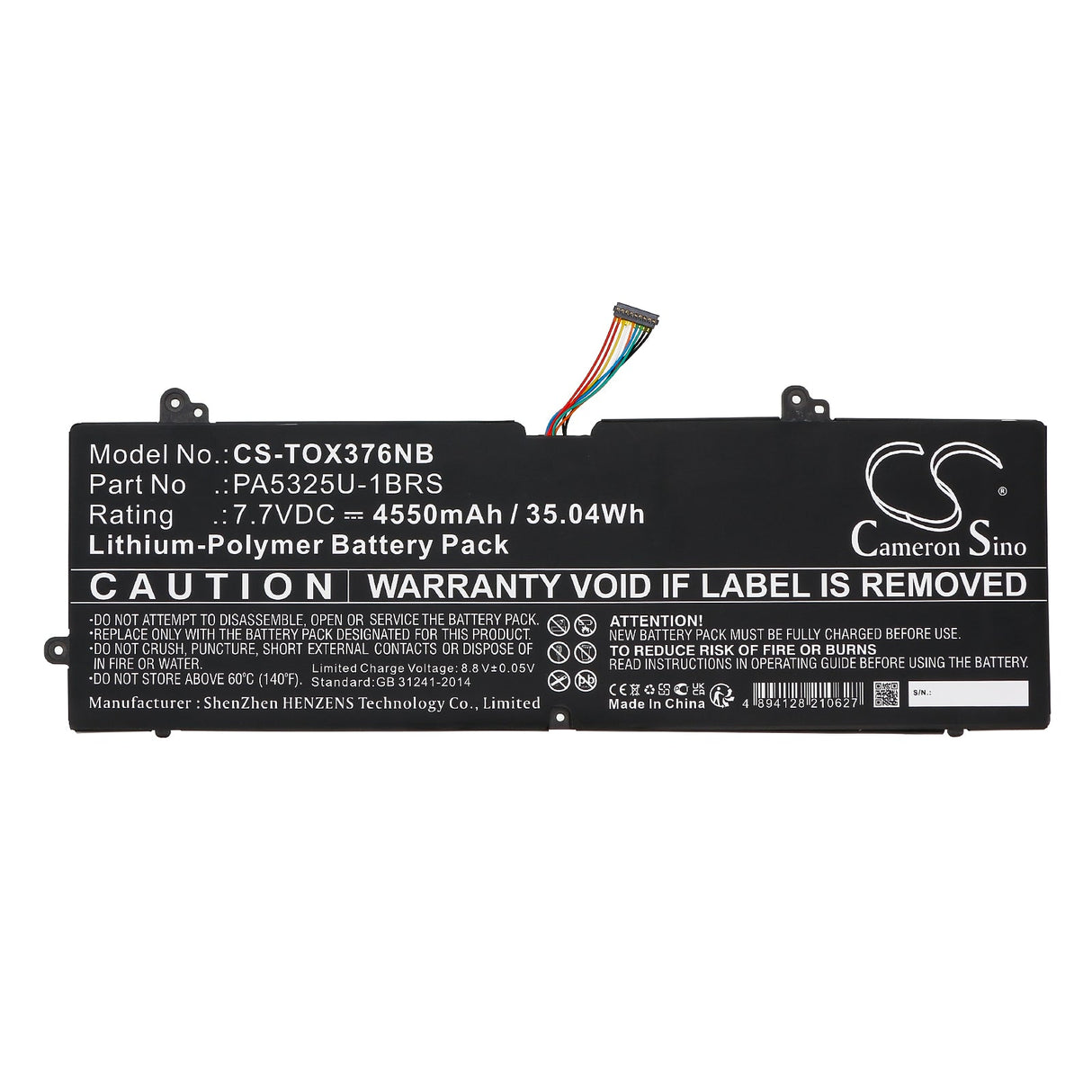 7.7V, Li-Polymer, 4550mAh, Notebook, Laptop battery fits Toshiba, Port G X30t-e-113, Portege X30, 35.04Wh Notebook, Laptop Cameron Sino Technology Limited