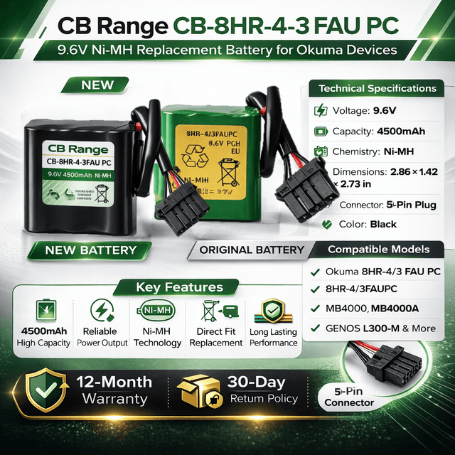 High Capacity Battery For Okuma 8hr-4/3 Fau Pc, 8hr-4/3faupc 9.6v, 4500 Mah Robotics Battery BB Generic