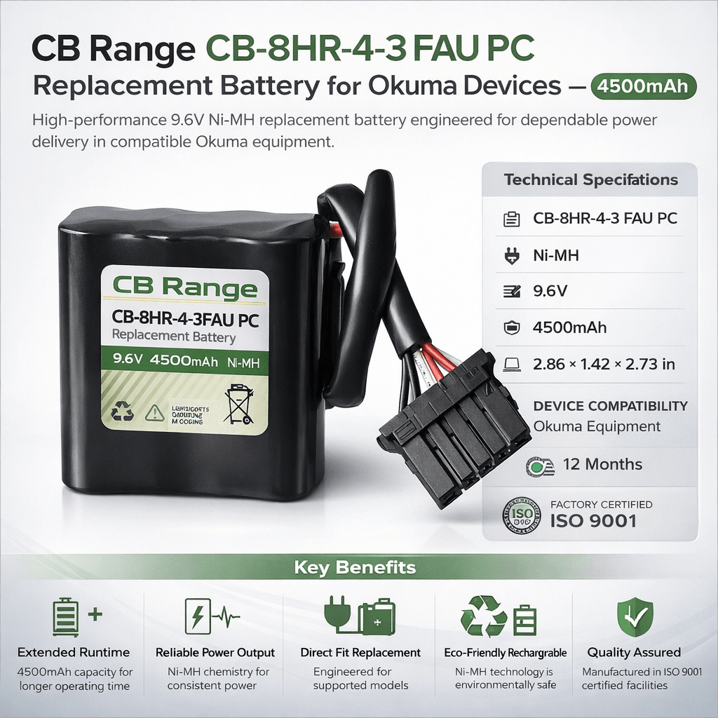 High Capacity Battery For Okuma 8hr-4/3 Fau Pc, 8hr-4/3faupc 9.6v, 4500 Mah Robotics Battery BB Generic