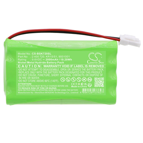 9.6V, Ni-MH, 2000mAh, Smart Home battery fits Somfy, 2 400 720, Axovia, Axovia 220b, 19.2Wh Smart Home Cameron Sino Technology Limited