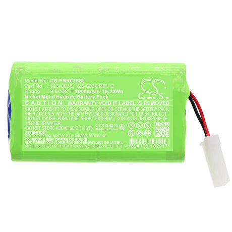 9.6V, Ni-MH, 2000mAh, Equipment battery fits Franklin, 125-0036, Celltron Ultra, Grid C090 Ultra, 19.2Wh Equipment, Survey, Test Cameron Sino Technology Limited