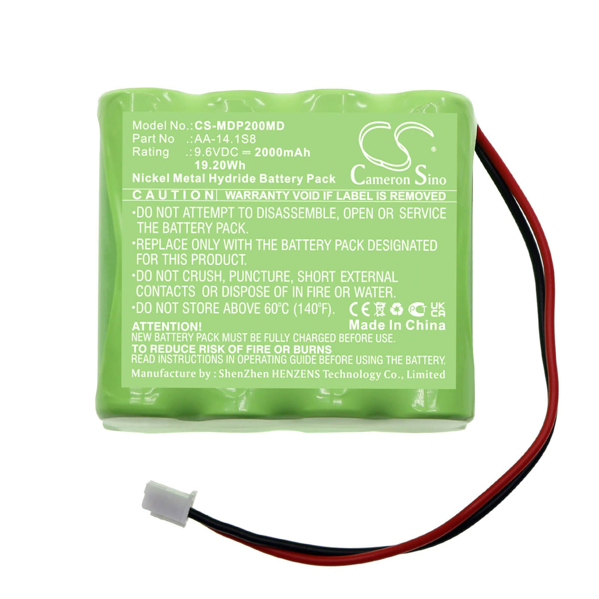 9.6V, Ni-MH, 2000mAh, Medical battery fits Medima, Aa-14.1s8, P Infusion Pump, P2, 19.20Wh Medical Cameron Sino Technology Limited (Medical)
