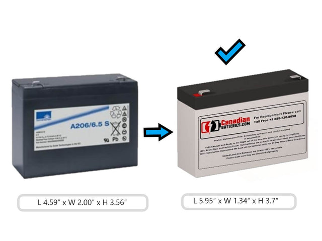 A206/6.5s Suggested replacement battery 6V 7Ah Sealed Lead Acid BB Generic