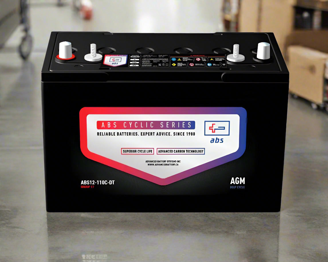 12 Volt 108 Amp Hour Deep Cycle AGM battery (Group 27) for Floor Scrubbers & Equipment Sealed Lead Acid ABS