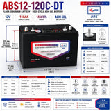 12 Volt 118 Amp Hour Deep Cycle AGM battery for Floor Scrubbers & Equipment Sealed Lead Acid ABS