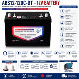 12 Volt 118 Amp Hour Deep Cycle AGM battery for Floor Scrubbers & Equipment Sealed Lead Acid ABS