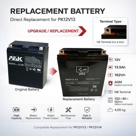 12 Volt 13.5 Amp Hour Sealed Lead Acid Battery (Replaces PK12V13) Sealed Lead Acid (Special) BB Generic