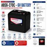 6 Volt 268 Amp Hour Deep Cycle AGM battery for Floor Scrubbers & Other devices Sealed Lead Acid (Special) ABS