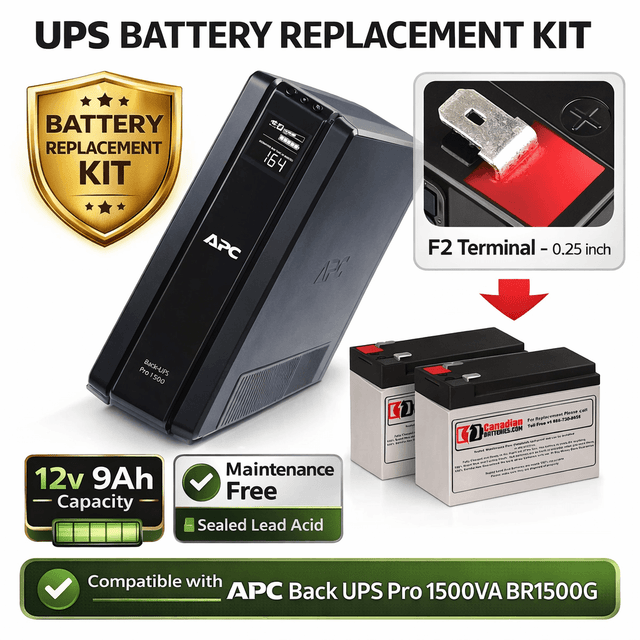 1500VA Br1500g Apc Back UPS Pro Battery - 2 X 12V 9Ah UPS Batteries CB Range