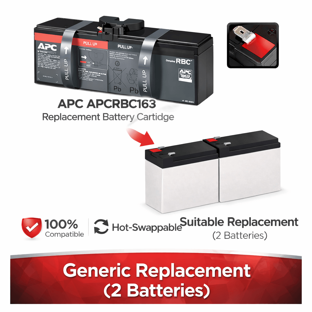 Apc APCRBC163, RBC163 Replacement Battery Cartridge 2 X 12v 9ah Backup Battery UPS Batteries CB Range