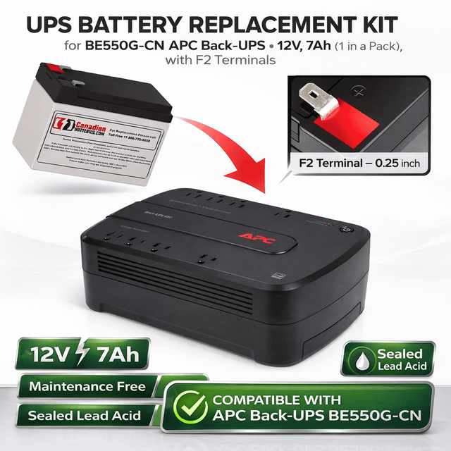 Be550g-cn Apc Back UPS Compatible Replacement Battery, 1 x 12V 7Ah UPS Batteries CB Range