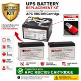 APC RBC109, APCRBC109 Replacement Battery Pack 2 x 12V 9Ah AGM T2 UPS Batteries CB Range