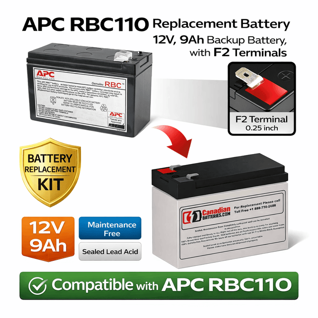 Apc Rbc110 Replacement Battery Cartridge 12V, 9ah Backup Battery UPS Batteries CB Range