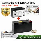 UPS Battery For APC RBC 154 Replacement Battery RBC154, 1 X 12v, 6.5ah - 78wh UPS Batteries CB Range