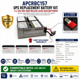 APCRBC157 Replacement Battery Kit | 4 x 12V 9Ah AGM Batteries UPS Batteries CB Range
