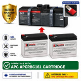 APC APCRBC161 Replacement Battery Kit 2 x 12V 9Ah AGM UPS Batteries CB Range