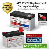 Apc Rbc51 Replacement Battery Cartridge 12v 7ah Backup Battery UPS Batteries CB Range
