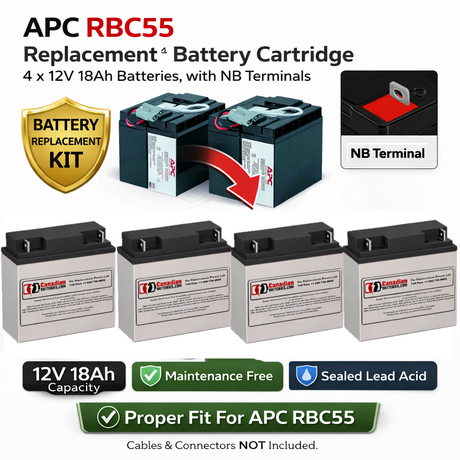 Apc Rbc55 Replacement Batttery Cartridge 4 X 12v 18ah Batteries UPS Batteries CB Range
