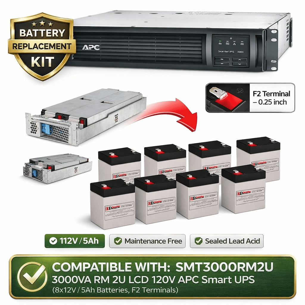 Smt3000rm2u 3000va Rm 2u Lcd 120v Apc Smart UPS Battery (8 X 12V 5Ah) UPS Batteries CB Range